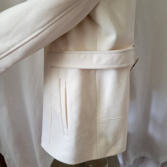 Apt. 9 Pea Coat Single breasted Warm White Large 60% Wool Classic Chic Cottage - Picture 7 of 16